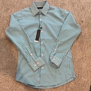 Marc New York Teal Plaid Button Down Shirt